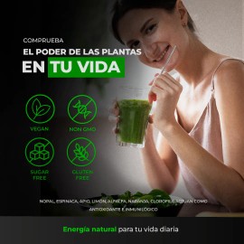 Jugo Verde en Polvo GreenGlow BPN PRO | Superalimentos, Vitaminas, Minerales y Antioxidantes Naturales | Detox, Energía y Bienestar Diario | Greens con Fibra, Bajo en Calorías, Fácil de Preparar