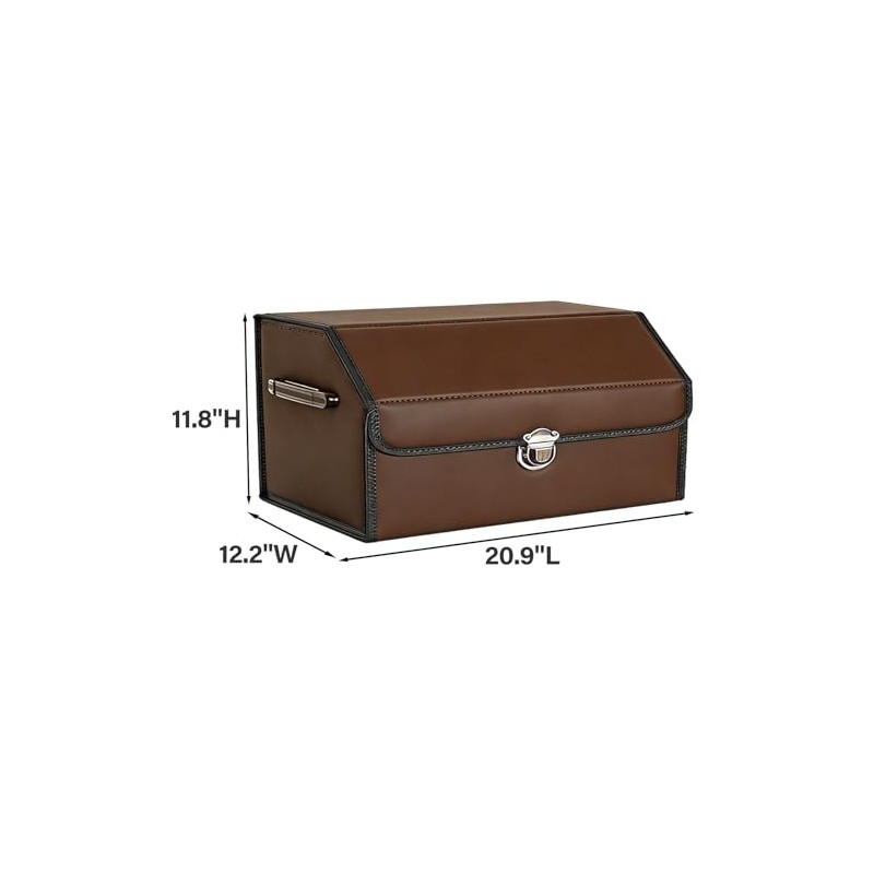 Car Trunk Organizer Leather Storage Box with Lid for Trunk