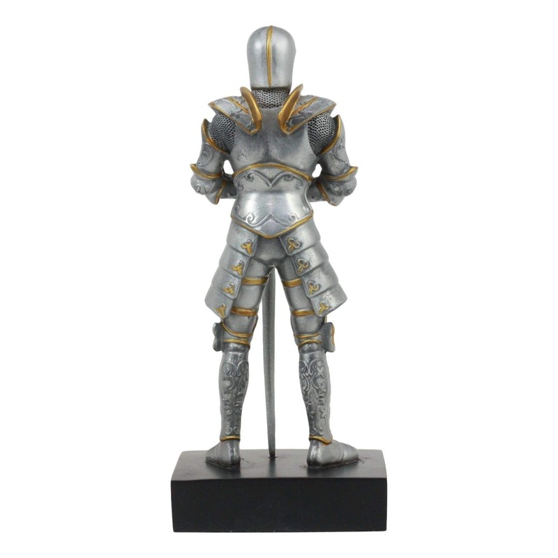 Ebros Italian Medieval Knight Champion Standing Ground Statue On Black