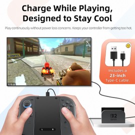 Charging Grip for Switch 2 Joycon, AOLION Ergonomic Controller Grip with LED Charging Indicator, Type-C Cable Included, Lightweight Accessories for Switch 2