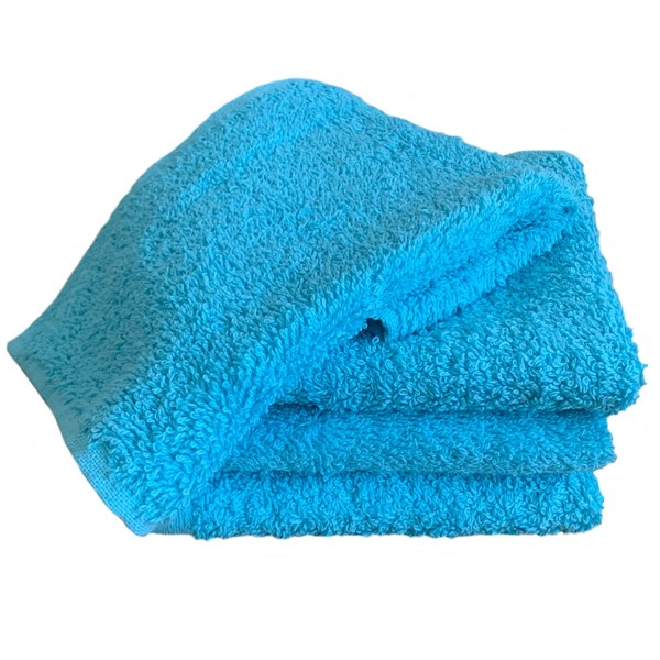 Face Cloths 4 Pack Egyptian Combed Cotton 30cm x 30cm Soft Absorbent and Quick Dry Face Cloth Set of Bathroom Towels (Aqua, 4)