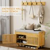 Coat Rack Shoe Bench Set, Bamboo Shoe Storage Bench with
