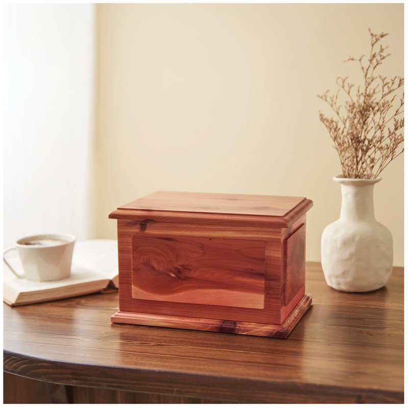AspenStudio Cedar Wooden Urn for Cremation Ashes Handcrafted Cedar Wooden