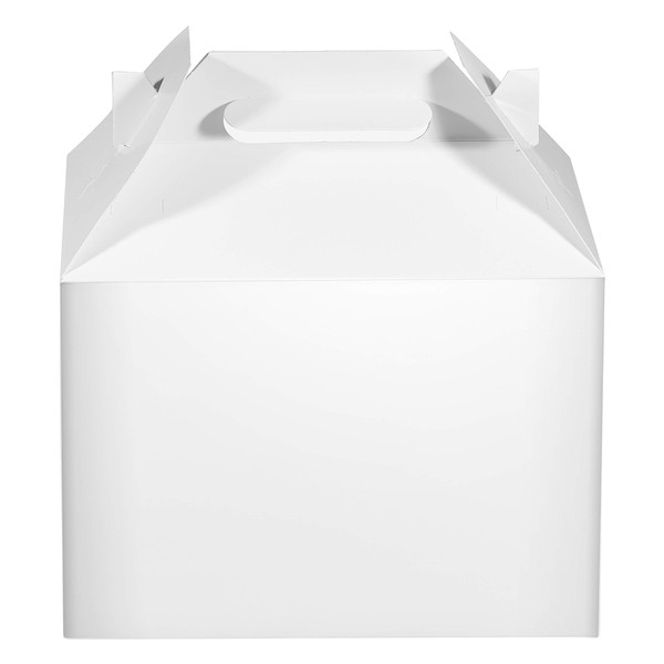 White Treat Gift Boxes - 9 x 5 x 6.75 inches - Paper Gable Boxes, Paper Lunch Boxes with Handle, Barn Boxes - Birthday's, Weddings, Baby Shower Favor Box, Restaurant To go Box, Carry Out (75)