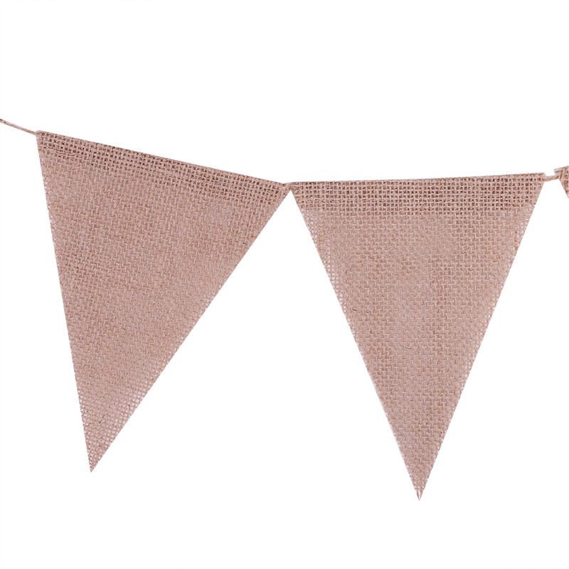 Linen Bunting Banner with 48pcs Flags Wedding Party Holiday Celebration