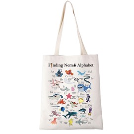 Find Movie Nemo Tote Bag Cartoon Movie Fans Gift Dory Squirt Clownfish Lover Gift Cartoon Movie Handbags (Finding fish Alphabet 1uk)