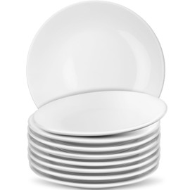 8 Pack Ceramic Dessert Plates, 6 Inch, Round, White