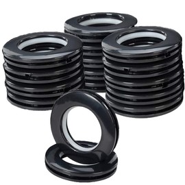 16 Pack Curtain Grommets Inner Diameter 1-9/16",AchNau Curtain Eyelet Silencer Sliding Ring ABS Plastic Black