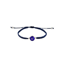 Evil Eye Bracelet Navy Cord Hand-Knotted Macrame, Turkish, Greek, Mati Good Luck Charm Turquoise Glass Eye