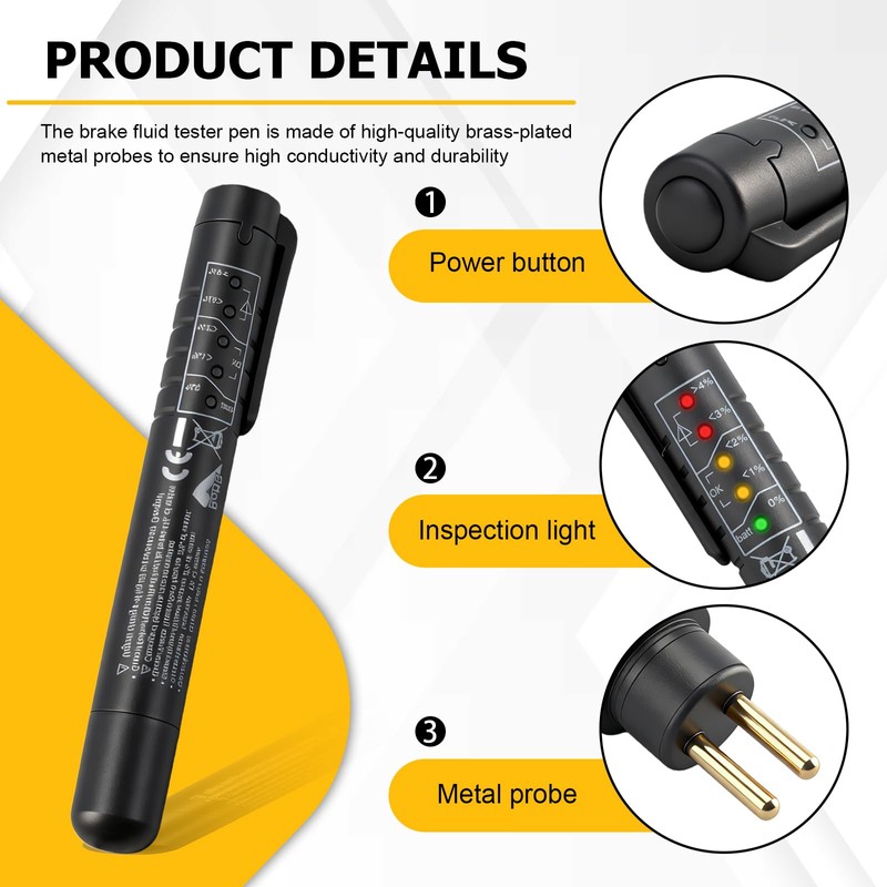 Brake Fluid Liquid Tester Pen,Brake Fluid Moisture Tester with 5