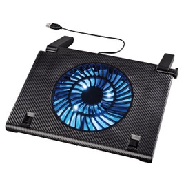 Hama Laptop Cooler for 13.3 - 15.6 inch Laptop Cooler USB Powered Adjustable Tilt Angle Extra Quiet Blue LEDs Black