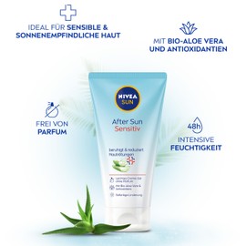 NIVEA NIVEA SUN After Sun Sensitive SOS Cream Gel (175 ml), Cooling After Sun Gel with Skin Soothing Effect, Skin Gel with Organic Aloe Vera and Antioxidants, for Sensitive Skin
