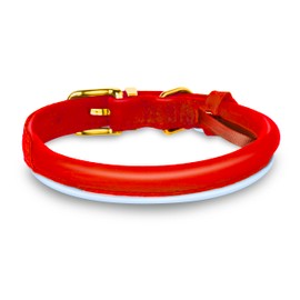 OOPSDOGGY Reflective Rolled Leather Dog Collar for Small Medium Large Dogs Puppy, 8 Colors, 7 Sizes (Red, L, 14"-18")