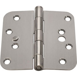 Security Door Hinges - Stainless Steel - 4 Inch with 5/8 Inch Radius - Security Tab - 6 Pack for 2 or 3 Doors