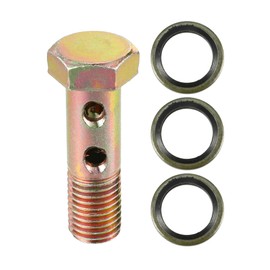 VekAuto Double Banjo Bolt Kit, M12x1.5 Length 45mm Metric Thread Turbo Brake Line Fitting Adapter Universal for Auto Durable Metal Bronze Tone W/Washers