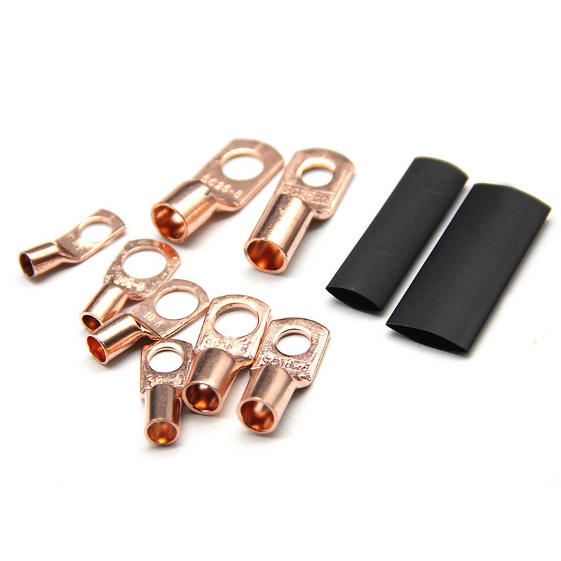 60Pcs Copper Wire Lugs Battery Cable Lugs Ring Terminals Connectors