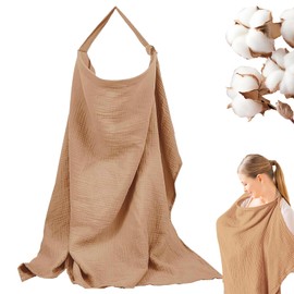 Cimown Breastfeeding Cover, Breastfeeding Cover for Breastfeeding, Breastfeeding Cover, Breathable 100% Cotton for Mom, Nursing Apron, Multipurpose Car Seat Canopy (Brown)