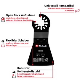 Original Einhell Scraper Flexible 52 mm (Durable Carbon Steel, Open Back Quick Change Function, Suitable for Multitools)
