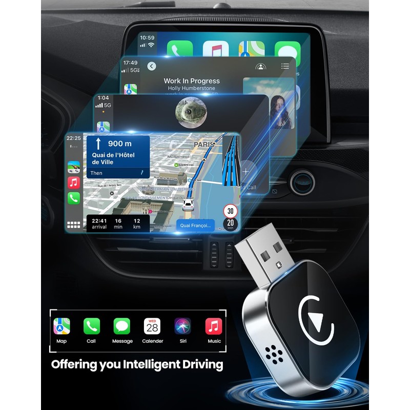 Wireless CarPlay Adapter & Android Auto Dongle 2-in-1 | Fast
