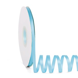 Cinta de satén azul bebé de doble cara de 1/4 pulgadas x 50 yardas continua, cinta de tela de poliéster de alta densidad para envolver regalos, bodas, fiestas, manualidades, lazos para el pelo, flores, decoración del hogar