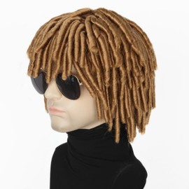 Topcosplay Short Dreadlock Wig for Men or Women Braided Wigs Toupee Hair for Men Faux Locs Wig (Brown)