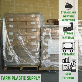 Farm Plastic Supply - Clear Pallet Covers - 2 Mil (48" x 106" x 36") - Heavy Duty Construction Grade Strength Pallet Bags, Polyethylene Pallet Bags, Outdoor Protection, and Pallet Storage (50 Pack)
