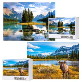 4 Pack Puzzles for Adults 1000 Pieces Rocky Mountain & Grand Canyon Colorado & Spirit Island, Nature Jigsaw Puzzles for Adults 1000 Pieces and Up