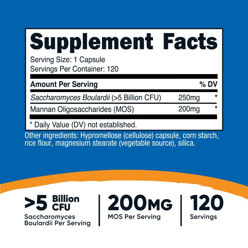Nutricost Saccharomyces Boulardii + MOS Capsules ( 5 Billion CFU)