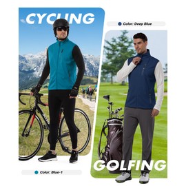 33,000ft - Smanicato leggero in softshell per uomo, impermeabile e antivento, gilet senza maniche per ciclismo, corsa, escursionismo, golf, lavoro, Blu scuro, L