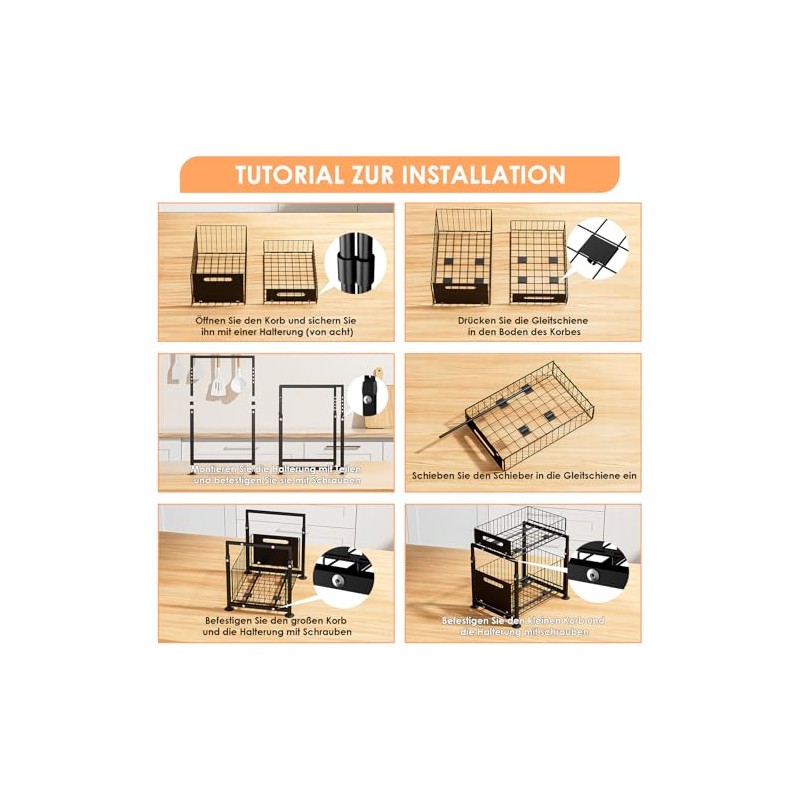Dreamhigh Kitchen Cabinet Organiser, Extendable, Base Cabinet Organiser with Double