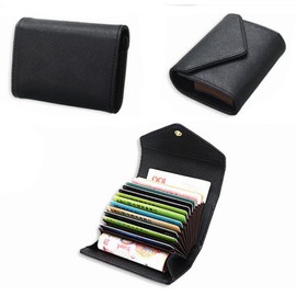 AprinCtempsD RFID Schutz Kreditkartenhülle Echtem Leder Mini Geldbörse Portemonnaie Kleine für Damen und Herren (Schwarz)