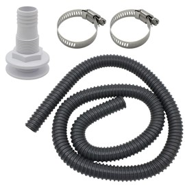YQMIGU Bilge Pump PVC Hose 3/4 Inch, The Length Can Reach 6FT, Flexible Kink-free, With 2PCS Stainless Steel Hose Clamps And Thru Hull Fitting