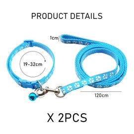 2 Sets Dog Collar Ropes, Pet Leads, Pet Accessories, Adjustable Leads, Suitable for Small Dogs and Medium Dogs