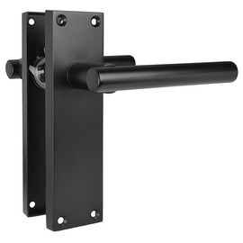 HANDLESTORE T-Bar Lever Backplate Door Handle | Black Door Handles | Latch, Lock or Bathroom 150mm x 42mm Backplate (Latch)