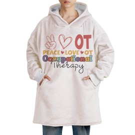 Huglanket Occupational Therapist Gifts, Wearable Blankets for Speech Therapists, Oversized Flannel Hooded Blankets, Gifts for OT on World Occupational Therapy Day and Christmas, One Size Fits All