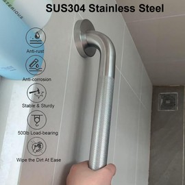 IJDD Shower Grab Bar, Anti-slip Safety Grab Bar for Bathroom, Bathtub, Toilet, Stainless Steel Textured Grip Bath Handle Hand Rail for Elderly (Brushed Nickle 1 Pack, 32'' L x 1.25'' D)