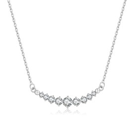 Behrooci Trendy Valentines Gifts for Her Diamond Necklaces for Women Dainty Choker Necklace Simple 14k Gold Plated CZ Jewelry Necklaces (Silver Smile)