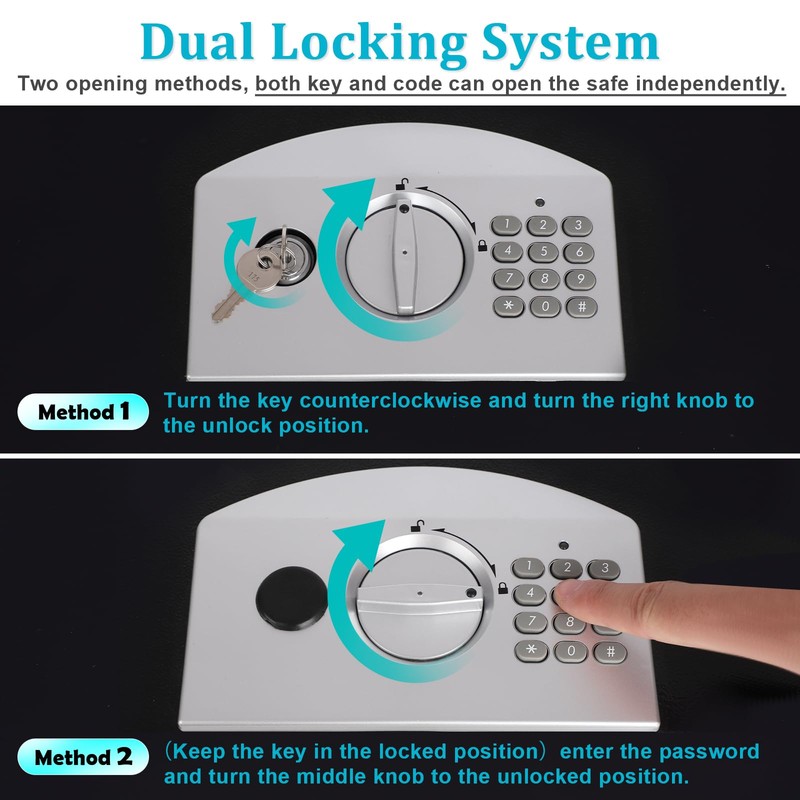 Dalmbox Portable Metal Safe Box with Digital Code Lock,Fire Resistant