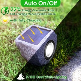 COZY-PAVILION Solar Garden Rock Lights Outdoor, 4 Pack Bright White Spotlights, Waterproof Led Solar Powerd Landscape Stone Lights for Pathway Walkway Yard Patio