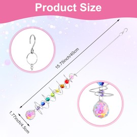 Qianyu Crystal Suncatcher Decorative Rainbow Maker Wind Spinner Tail Window Hanging Good Luck Charms with Seven Chakra Beads for Wedding Birthday Party Outdoor Indoor Christmas Garden Car