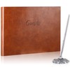 Geyee Leather Guest Book and Pen Stand Set, 10.5" x