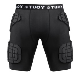 TUOY Adult Padded Compression Shorts 5-Pad Football Girdle Hip Thigh Protector