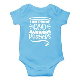 I am Proof God Answers Prayers – Traje para niñas o niños – overol para bebé de una sola pieza, Azul claro, Recién nacido
