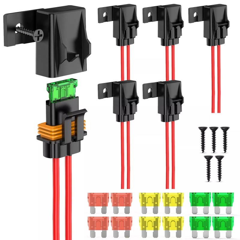 Nilight 6pcs Inline Fuse Holder 12AWG Waterproof ATC/ATO Blade Fuse