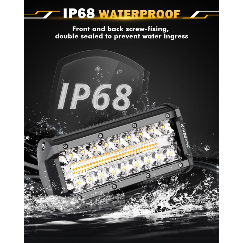 Auxbeam 7 Inch 300W LED Light Bar, 6 Modes Strobe