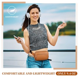 Fanny Packs for Women, Leather Fanny Pack Belt Bag for Women Men with Multi-Pockets Adjustable Belts 4 Card Slots, Brown Fanny Pack Cross Body Fashion Waist Packs for Running Shopping Everyday Travel