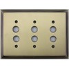 Deco Step Style Antique Brass 3 Gang Push Button Light