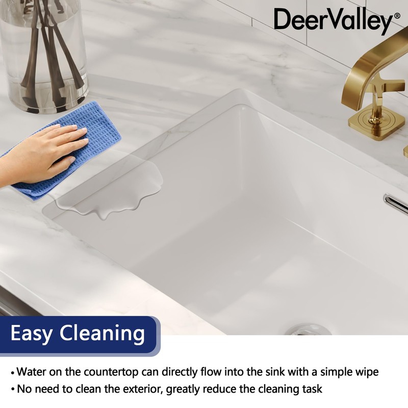 DeerValley 23.9"x15.79" Undermount Bathroom Sink Rectangular Undermount Sink White Ceramic