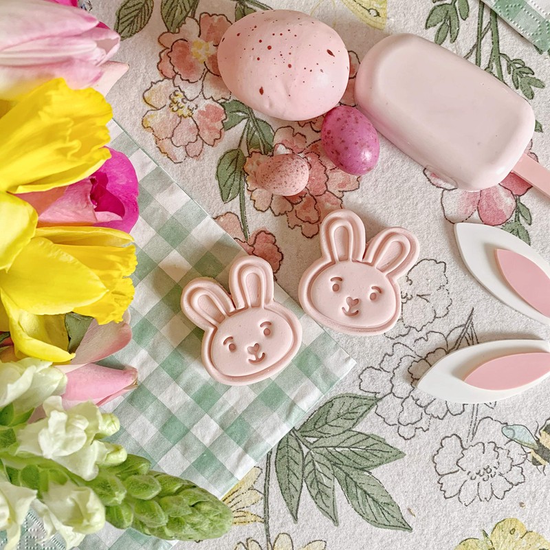 LissieLou Mini Easter Bunny Face Cookie Cutter and Stamp Easter