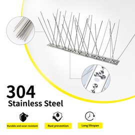 KOKMEYA Bird Spikes 9.84FT, 304 Stainless Steel Bird Deterrents Spikes for Outside to Keep Birds Away Bird Scare Devices Outdoor 12Pcs